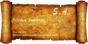 Sinka Ambrus névjegykártya